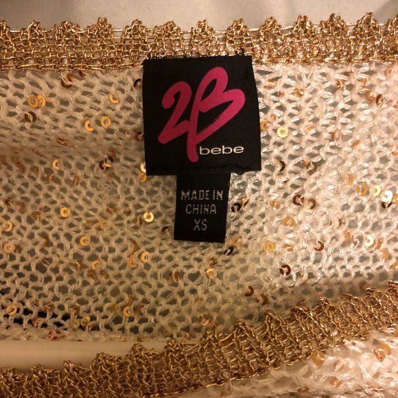 2B BY BEBE HIGH LOW GOLD SEQUIN SWEATER SIZE XS, EUC - Picture 5 of 5